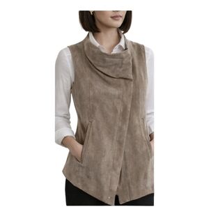 BCBG MaxAzria Sima Khaki Faux Suede Vest | Size Small